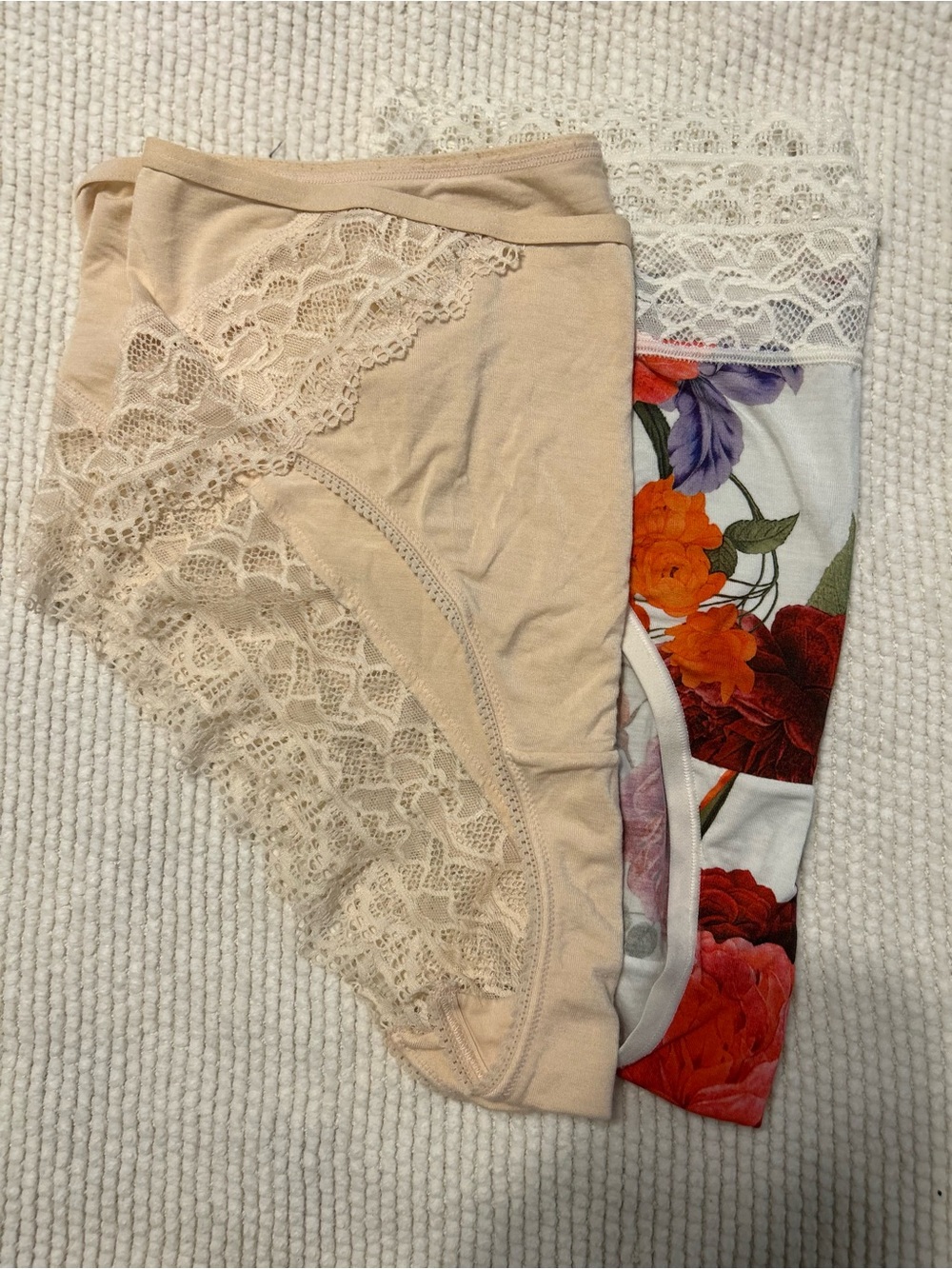 Soma Lace Trim Bikini Panties — Cream and Floral Multi